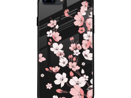 Black Cherry Blossom Glass Case for Apple iPhone 8 Plus For Cheap