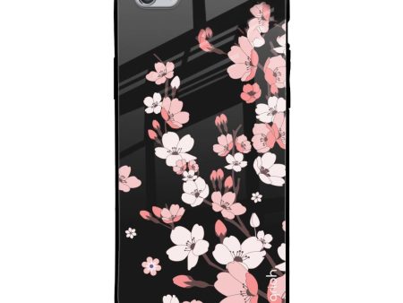 Black Cherry Blossom Glass Case for Apple iPhone 6 Hot on Sale