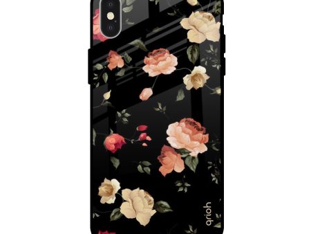 Black Spring Floral Glass Case for Apple iPhone X Discount