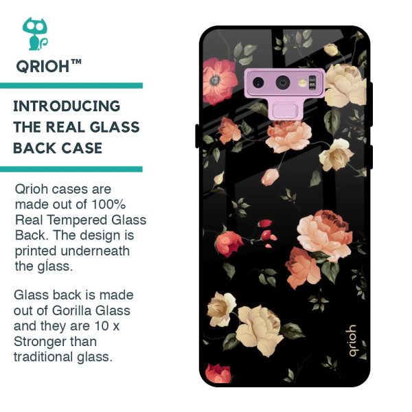 Black Spring Floral Glass Case for Samsung Galaxy Note 9 For Cheap