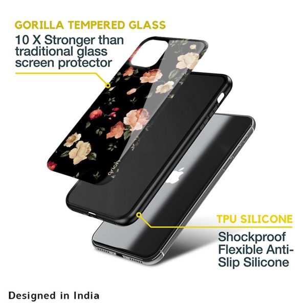 Black Spring Floral Glass Case for Apple iPhone 8 Plus For Discount