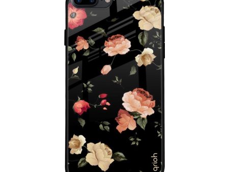 Black Spring Floral Glass Case for Apple iPhone 8 Plus For Discount