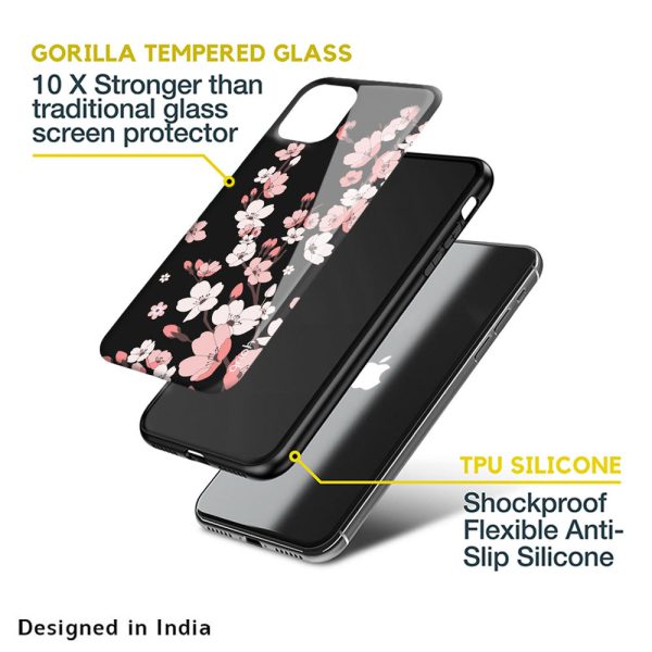 Black Cherry Blossom Glass Case for Apple iPhone X Online