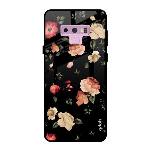 Black Spring Floral Glass Case for Samsung Galaxy Note 9 For Cheap