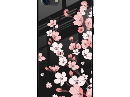 Black Cherry Blossom Glass Case for Apple iPhone 8 For Sale