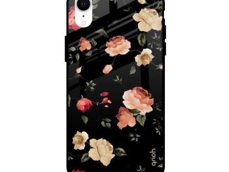 Black Spring Floral Glass Case for Apple iPhone XR on Sale