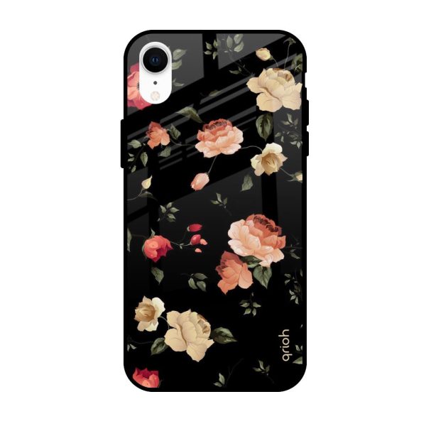 Black Spring Floral Glass Case for Apple iPhone XR on Sale