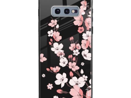 Black Cherry Blossom Glass Case for Samsung Galaxy S10E Online Sale