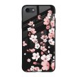 Black Cherry Blossom Glass Case for Apple iPhone 7 Hot on Sale