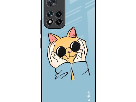 Adorable Cute Kitty Glass Case For Mi 11i HyperCharge Online Sale