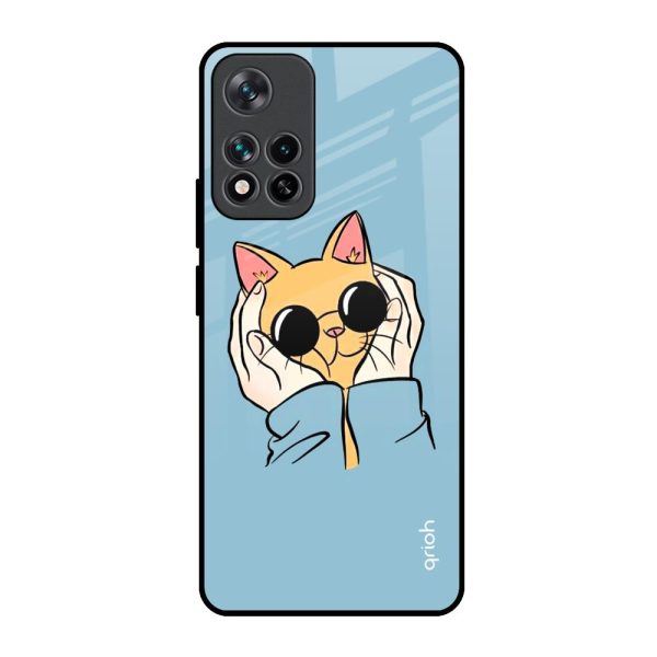 Adorable Cute Kitty Glass Case For Mi 11i HyperCharge Online Sale