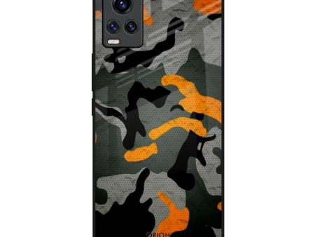 Camouflage Orange Glass Case For Vivo Y73 Fashion