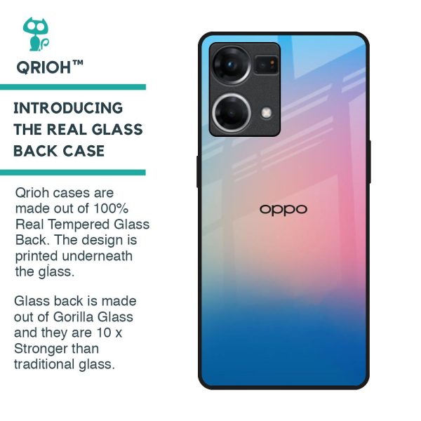 Blue & Pink Ombre Glass case for OPPO F21 Pro Sale