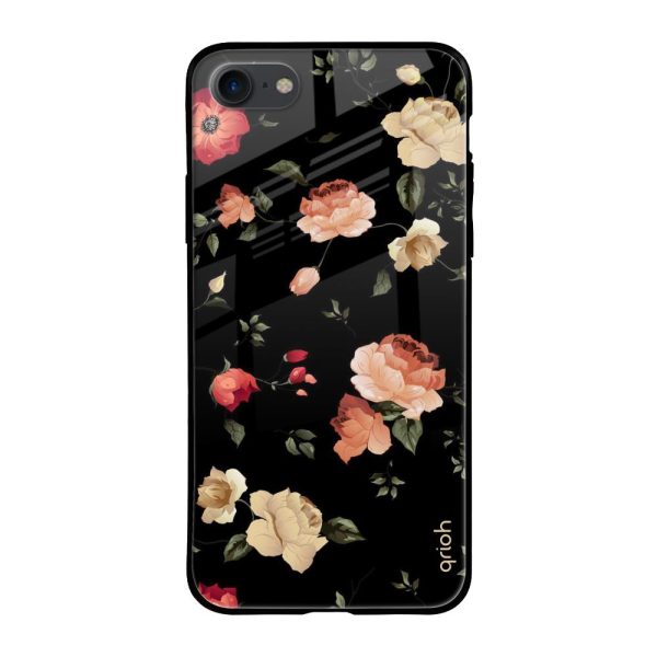 Black Spring Floral Glass Case for Apple iPhone 7 Online Sale