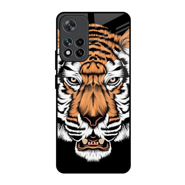 Angry Tiger Glass Case For Mi 11i HyperCharge For Cheap