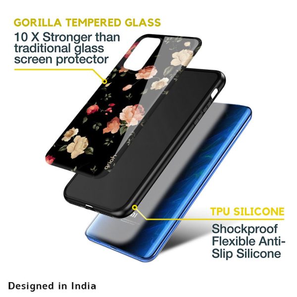 Black Spring Floral Glass Case for Mi Redmi Note 7 For Cheap