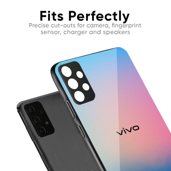 Blue & Pink Ombre Glass case for Vivo V23e 5G Fashion