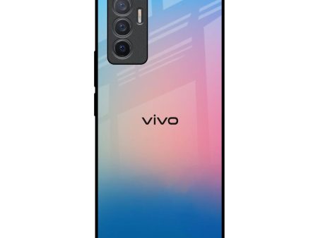 Blue & Pink Ombre Glass case for Vivo V23e 5G Fashion