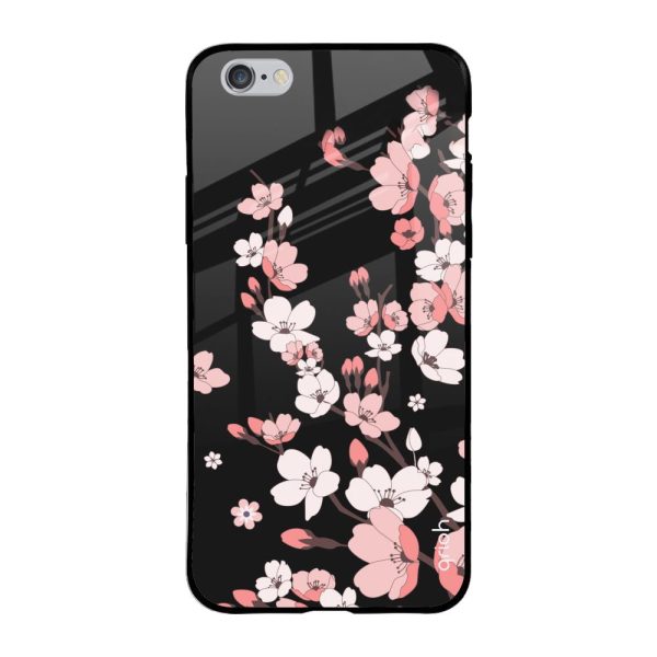 Black Cherry Blossom Glass Case for Apple iPhone 6 Plus on Sale