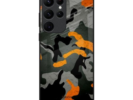 Camouflage Orange Glass Case For Samsung Galaxy S22 Ultra 5G on Sale