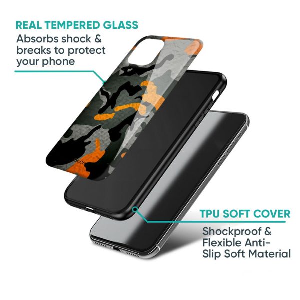 Camouflage Orange Glass Case For Vivo Y73 Fashion