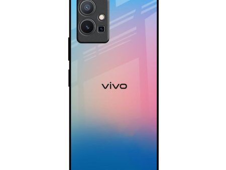 Blue & Pink Ombre Glass case for Vivo Y75 5G Online Sale