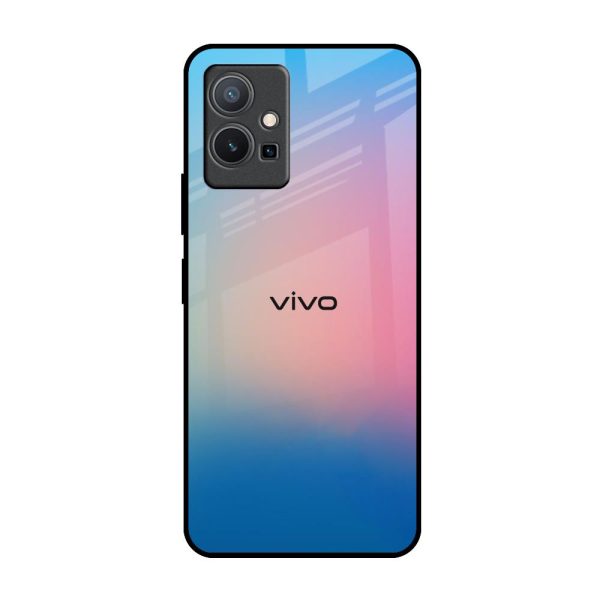 Blue & Pink Ombre Glass case for Vivo Y75 5G Online Sale