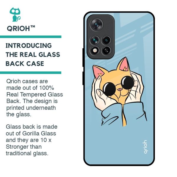 Adorable Cute Kitty Glass Case For Mi 11i HyperCharge Online Sale