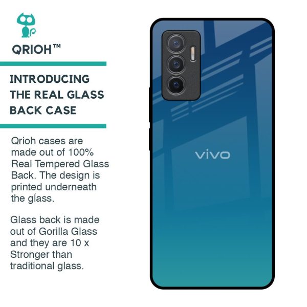 Celestial Blue Glass Case For Vivo V23e 5G Fashion