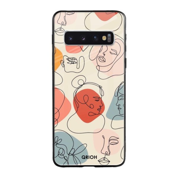 Abstract Faces Glass Case for Samsung Galaxy S10 Cheap