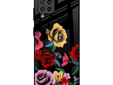 Floral Decorative Glass Case For Samsung Galaxy M32 on Sale