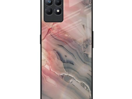 Pink And Grey Marble Glass Case For Realme Narzo 50 Fashion