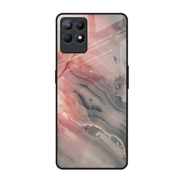 Pink And Grey Marble Glass Case For Realme Narzo 50 Fashion