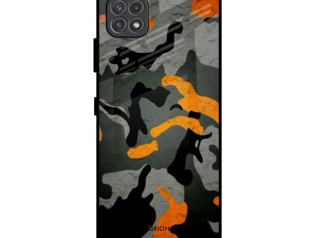 Camouflage Orange Glass Case For Samsung Galaxy F42 5G Fashion