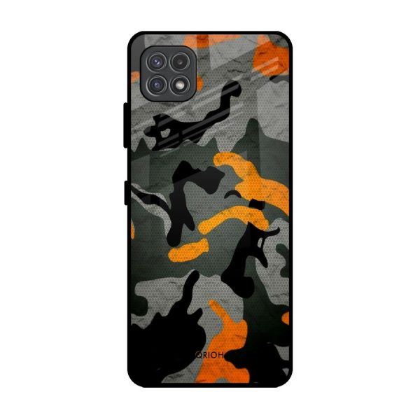 Camouflage Orange Glass Case For Samsung Galaxy F42 5G Fashion