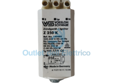 Vossloh 140489 Ignitor Z250K D26, 5X33, 5X80220-240V 50-60 Hz Mv Supply